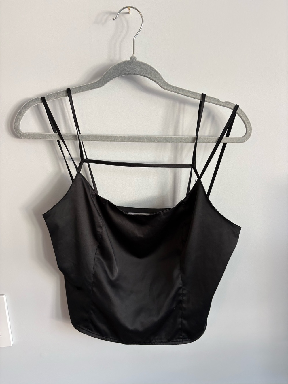 Urban Outfitters Black Satin Double-Strap Cami